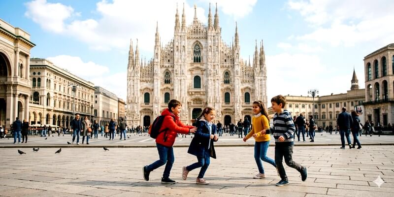 Des enfants jouant à Milan