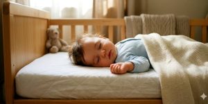 Matelas bébé d'occasion avec un bébé qui dort dessus